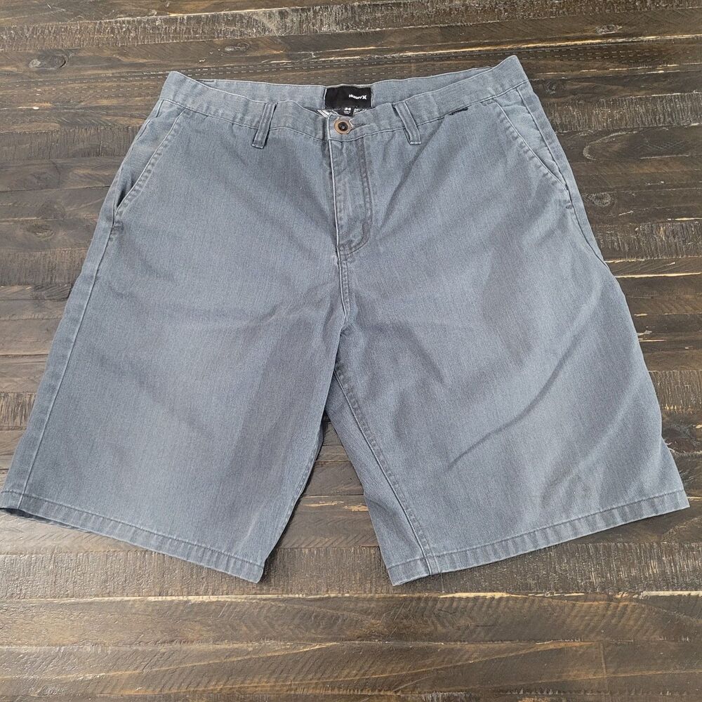 Hurley Men’s Gray Flat Front Chino Shorts Size 34 Casual Lightweight